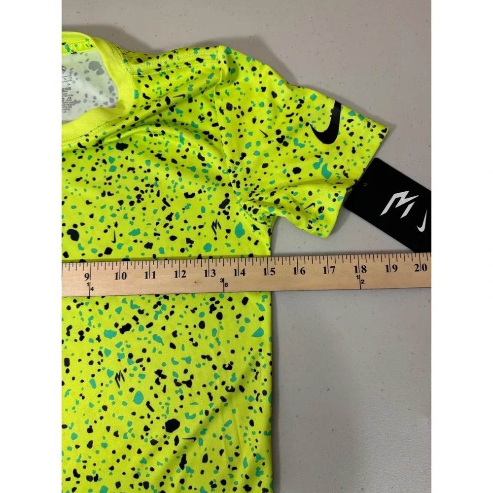Nike 3 Brand T-Shirt Boys Small Volt Neon‎ Splatter Dri-FIT Sport Top NEW